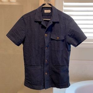 Taylor stitch caravan shirt in navy seersucker S 38 Hemingway